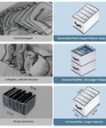 Comparison of 4 Piece Closet Organizers Set. Left shows small, unstable organizers; right shows large nylon mesh foldable organizers.