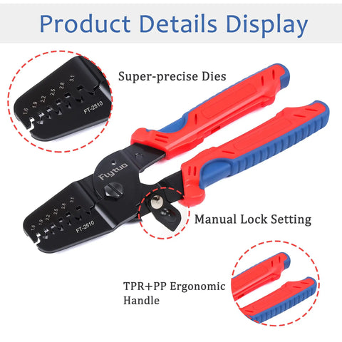 Open Barrel Wire Crimper For JAM Molex Tyco JST Connectors with ergonomic handle and precise dies