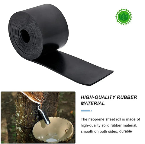 Heavy Duty Rubber Sheet For DIY Projects One Eighth Inch Thick 4 Inch Wide 10 Feet Long Neoprene Material For Gaskets Pads Seals Anti Vibration Anti Slip Flooring And Crafts