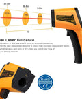 Non-Contact Infrared Temperature Gun For Quick Temp Readings, -50 C To 400 C, -58 F To 752 F, Handy IR Thermometer For Industrial Use, Kitchen, Ovens, Grilling, Auto Repair, Home DIY, Orange, dual-laser guidance view