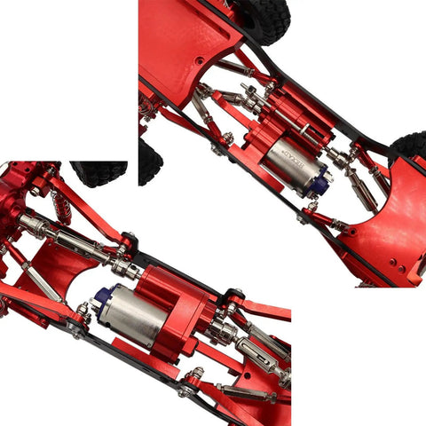 Second Gear Gearbox Upgrade For One Sixteenth Scale WPL C24 C34 RC Cars showing metal gearbox installed in vehicle chassis