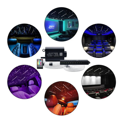 Shooting Star Fiber Optic Headliner Kit With 430 Mixed Diameter Strands, 9.8ft Run for car and room decor in multiple settings.
