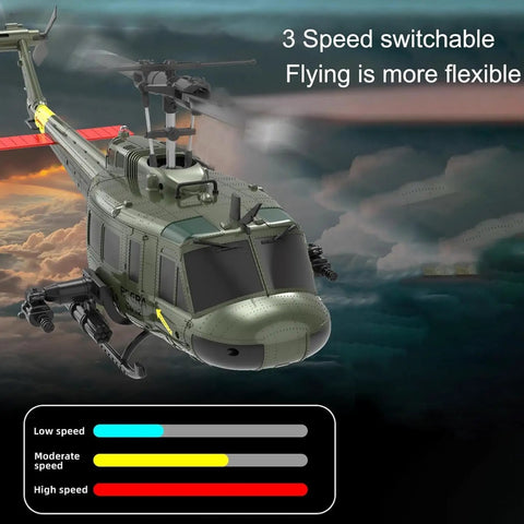 UH-1 Huey RC Helicopter 1 To 48 Scale For Adults Dope 2.4Ghz 6CH Gyro Stabilized Remote Control Aircraft With Altitude