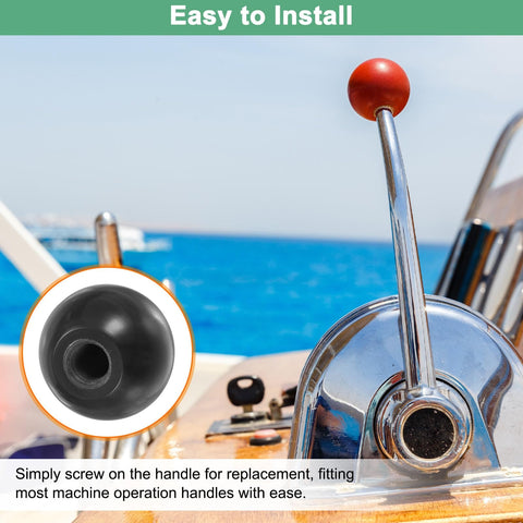 4 Pack Threaded Ball Knobs M12 Female Thread 40mm Diameter Thermoset Ball Knob for Lathe Machine and Lawn Mowers Round Phenolic Lever Handle Black Kit, installed on machinery lever with easy installation feature.