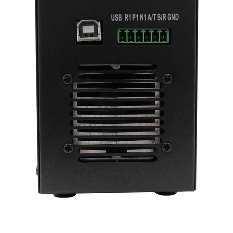 Hardcore Programmable DC Load Tester For Power Labs And DIY Builds, 200W 0-20A 0-120V Battery Tester With All Round 4 Core Modes And 5 Advanced Tests, Delivers Ultra Fine 1mV and 1mA Readings For Precise Power Supply Checks, rear panel with USB and terminal ports