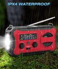 Emergency Radio With NOAA Weather Radio And AM FM Bands 10000mAh Power Bank USB Solar And Hand Crank Charging Builtin LED Flashlight