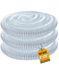 Dust collection hose, Powertec 4 in x 20 ft PVC flexible ribbed white for woodworking tools