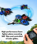 Foam Remote Control Airplane For Kids And Adults Newbie Friendly Fighter Jet RC Plane With Light performing stunts outdoors