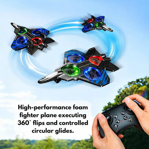 Foam Remote Control Airplane For Kids And Adults Newbie Friendly Fighter Jet RC Plane With Light performing stunts outdoors