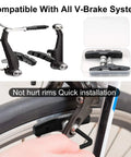 Long Lasting Bike Brake Pads Set With Universal 70mm V Brake Shoes Includes Hex Nut Tools And Shims installed on bike