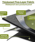 Cross-section view of thickened five-layer fabric in Heavy Duty 17 Inch Tool Bag With Waterproof Molded Base, highlighting materials.
