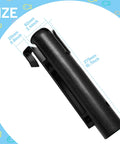 Side view of black Wall Mounted Cooler Fishing Rod Holder For YETI And RTIC, showing size dimensions in millimeters and inches