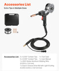 130 Amp Spool Gun With 10 Ft Cable Replacement For Lincoln Magnum 100SG K2532-1 Includes 11 Mig Tips ER4043 0.035 Aluminum Wire And Portable Toolbox Case Included with accessories