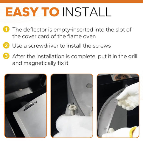 Easy installation instructions for Magnetic Heat Deflector Plate for Pit Boss Pellet Grills Heavy Duty Steel Flame Tamer.