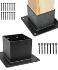 4x4 Post Base Bracket Two Pack, With Preinstalled Fasteners, carbon steel, for decks, fences, pergolas, and outdoor structures