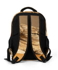 Back view of Indoor Striped Cat Printed Backpack For Unisex Use showing straps and cat image