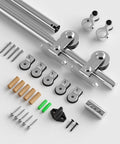 Stainless Steel Sliding Door Hardware Kit For Single Wooden Door Top Mount T Style Track System 6 Ft Length Fits 36 Inch Wide Door Panel