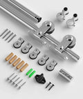 7 Foot Stainless Steel Sliding Door Hardware Kit For Single Wooden Door Top Mount Track System Fits 42 Inch Wide Panels T Style Rail components
