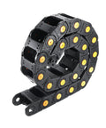 Open Type Drag Chain Cable Carrier With End Connectors 25x50 mm Inner Size R55 Bend Radius 1 Meter Length Heavy Duty Nylon Plastic Black With Yellow Dots Built For Electrical CNC Router Machines 1 Piece