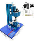 Garage Ready Mini Metal Milling Machine With Benchtop Lathe And Slick Precision Vise For 3000 Rpm showing blue metal structure and accessories.