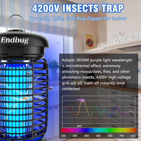 Indoor Outdoor Bug Zapper 2 In 1 With LED Light Waterproof Mosquito Killer for Patio Garden Backyard and Home Plug In Insect Zapper