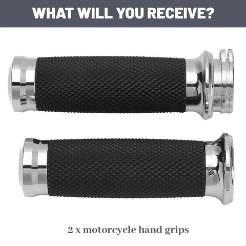 1 Inch Motorcycle Hand Grips With Cable Throttle For Harley Sportster Dyna Softail Street Glide 883 1200 Chrome Fits Most 1 Inch Handlebar Cruisers Easy Install Durable Rubber And Metal Construction