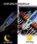 Heavy Duty Automotive Test Light With 3 To 60V DC LED Digital Voltmeter, Rugged Voltage Tester Electric Probe Pen For Fuses, Batteries, And Polarity, Handy DIY And Professional Tech Tool, LED display on automotive fuse panel