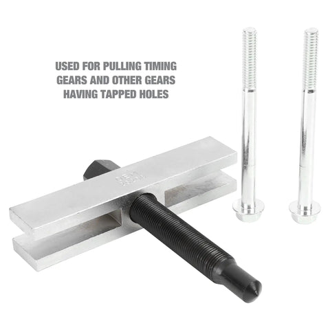 Five Inch Timing Gear And Pulley Puller For Removing Timing Gears And Pulleys With Tapped Holes crankshaft gears and more shown with bolts