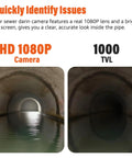 Dope Sewer Camera 100Ft Kit With 5 Inch HD 1080P Display Built In DVR 32GB Memory 5000mAh Battery Pipe Inspection Tool For Quick Drainage Checks And Plumbing Troubleshooting showing HD 1080P pipe view