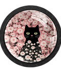 4 Pack Killer Look Pink Daisy And Kitty Crystal Glass Cabinet Knobs Built Tough For Kitchen Cupboards And Super Smooth Dresser Drawer Pulls Top Notch Hardware, features black cat and pink floral design.