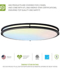 32 Inch Oval Flush Mount LED Light Fixture With 3CCT Dimmable Energy Star ETL Listed Low Profile Double Ring 45W 3750 Lumens