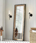 Mid Century Modern Black Wall Sconce Set Of Two 1 Light Clear Cylinder Glass Minimalist Vanity Lighting by large mirror