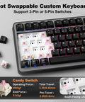 Compact 75 Percent Mechanical Keyboard Featuring Customizable LCD Screen And Rock Solid Volume Knob Equipped With Super Smooth Candy Switches For Seamless PC Gaming And Daily Grind Typing, showing hot swappable keys.