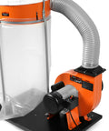 Powerful Woodworking Dust Collector, 1300 CFM, 14 Amp Motor, 5-Micron Filtration, 50-Gallon Collection Bag, Dual 4-Inch Inlets, Mobile Base