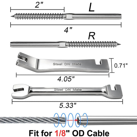 Marine Grade Stainless Steel T316 Right And Left Handed Swage Lag Screws For Wood Posts 1 8 Inch Steel Cable Railing Kit DM35