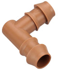 Close-up of a brown elbow fitting from the Drip Irrigation Fittings Kit For One Half Inch Tubing, 20 Pieces With Couplings, Tees, And Elbows