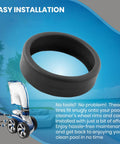 Three Pack Replacement Pool Cleaner Tires 48-232 For Polaris Black Max 3900 Sport 480 And P39 Cleaners, shown uninstalled