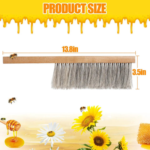 Beekeeping Brush With Natural Horsehair And Wooden Handle For Hive Cleaning, 13.8 in x 3.5 in product size.