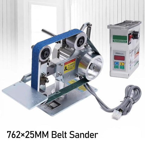 Heavy Duty 550W Belt Sander Polisher With Brushless Motor, featuring 762x25mm belt and all-steel construction for precision grinding.