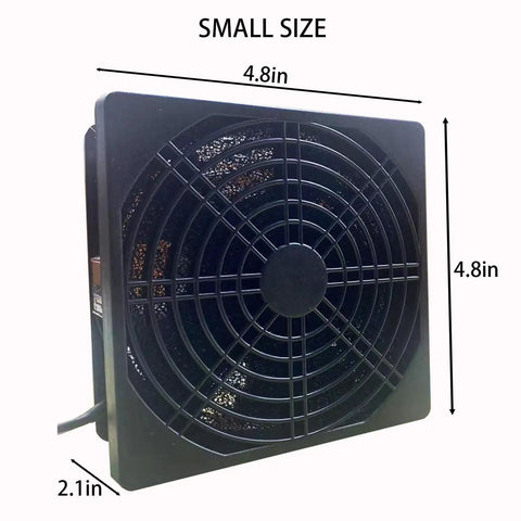 Heavy Duty Solder Fume Extractor With 5 Carbon Filters, compact size 4.8x4.8x2.1 inches, showing grill and filter structure