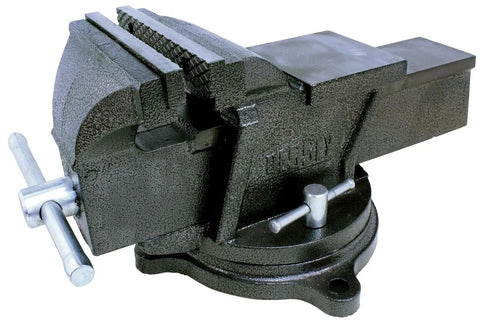 Heavy Duty 6 Inch Bench Vise With 36 Degree Swivel Base Hardened Serrated Jaws Built In Anvil And 6 Inch Jaw Opening