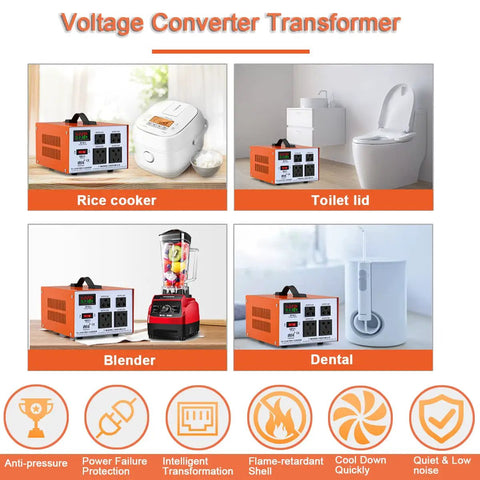 Heavy Duty 3000W Voltage Converter With LCD Display No Fuss Setup Step Up And Down Transformer 220V To 110V And 110V To 220V 4 Outlets