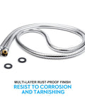 Extra Long 69 Inch Chrome Shower Hose With Stainless Steel Core, Brass Insert And Nut, Flexible No Kink Handheld Shower Hose