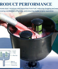 Heavy Duty Universal Fuel Filter Funnel With Tough Mesh Screen 12 Gpm Gas Diesel Water Separator in use filtering fuel.