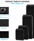 Beefy 12 Pipe Aluminum Water Cooling Radiator For PC, 120mm Liquid Cooling Heat Exchanger With 12 Tubes, DC12V Black Radiator Kit With Tubing Ideal For High Performance Gaming Rigs And Workstations With Easy Install And Upgrade Friendly Tubing. 80-360mm sizes