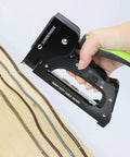 Heavy Duty Manual Staple Gun Cable Tacker For Electrical Cables And Wires Black Pro Grade Tool In Use Securing Cables