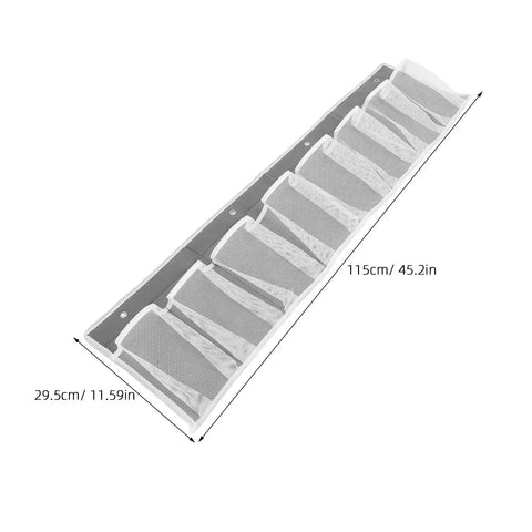 Compact Mesh Shoe Storage Hangs Beside Bed With 4 Hooks For RV Camper And Home with 8 spacious mesh compartments.
