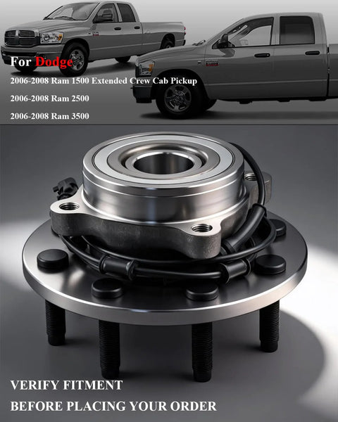 Front Wheel Bearing And Hub Assembly For Ram 1500 2006 2007 2008 And Ram 2500 3500 8 Lug With ABS Replacement