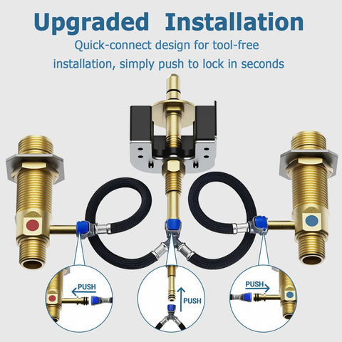 Rough-In Valve With Drain Assembly For Widespread Bathroom Sink Faucets Easy Install Half Inch IPS Connections Brass Construction