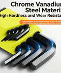 Premium Extra Long Ball End Hex Key Set Crafted From Heat Treated Crv Steel With Black Oxide Finish For High Torque Work And Stubborn Fasteners That Come In A Metric 9 Piece Kit, metric sizes shown